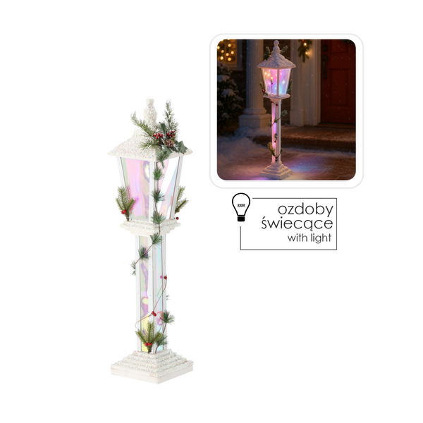 ŚWIĄTECZNA LATARNIA BIAŁA LED 19 x 19 x 85 CM *5188