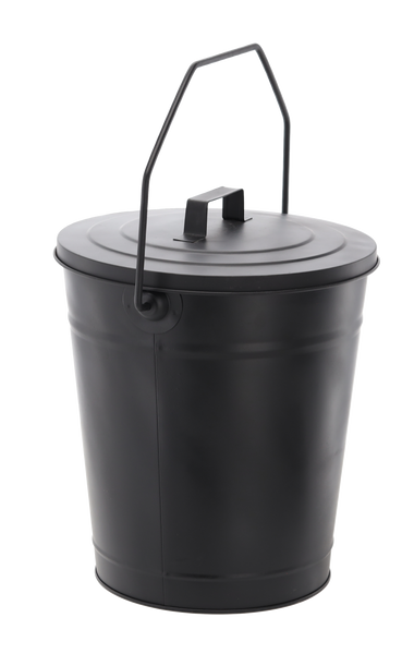 ASH COAL BUCKET WITH LID BLACK 12"