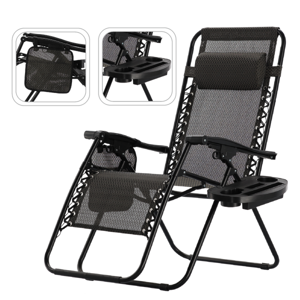 LEŻAK OGRODOWY SKŁADANY Z PODSTAWKĄ, KIESZONKĄ I ZAGŁÓWKIEM