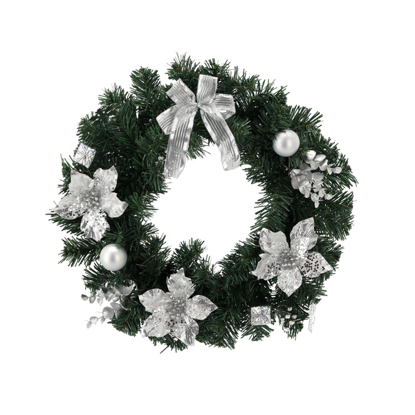 Vianočný veniec 40 cm strieborný *2286