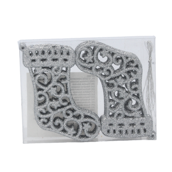 SET DE 12 DECORATIUNI DE CRACIUN - BOT 10 CM ROSU/ORO/ARGINTIU *3553