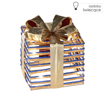 CHRISTMAS DECORATION - GIFT WITH BOW BLUE 20 CM LED