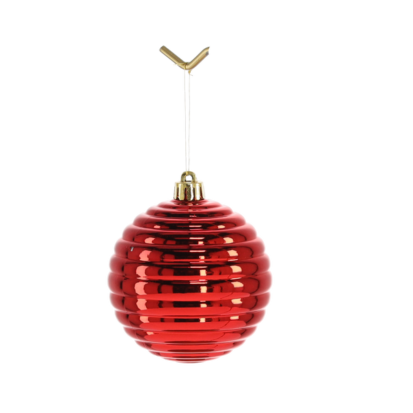 SET OF 6 BAUBLES 8 CM RED/GOLD/SILVER