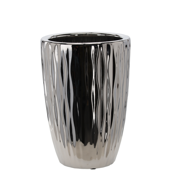 OSŁONKA CERAMICZNA NA DONICZKĘ 29 x 29 x 41,5 CM SREBRNA POŁYSK *0329