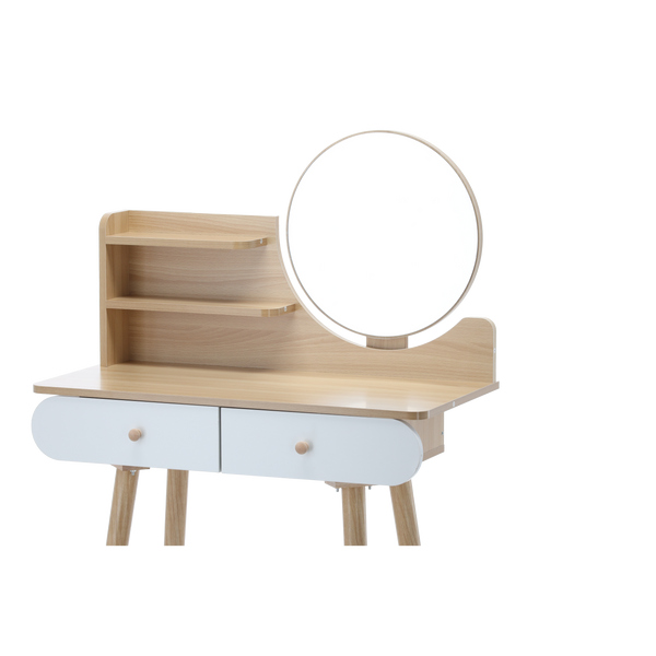TOALETKA KOSMETYCZNA Z LUSTREM 80 x 40 x 120 CM DREWNIANA/BIAŁA *7865