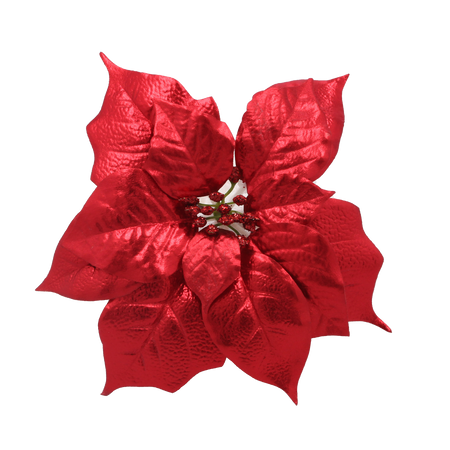 ARTIFICIAL FLOWER - POINSETTIA 25 CM ON CLIP RED