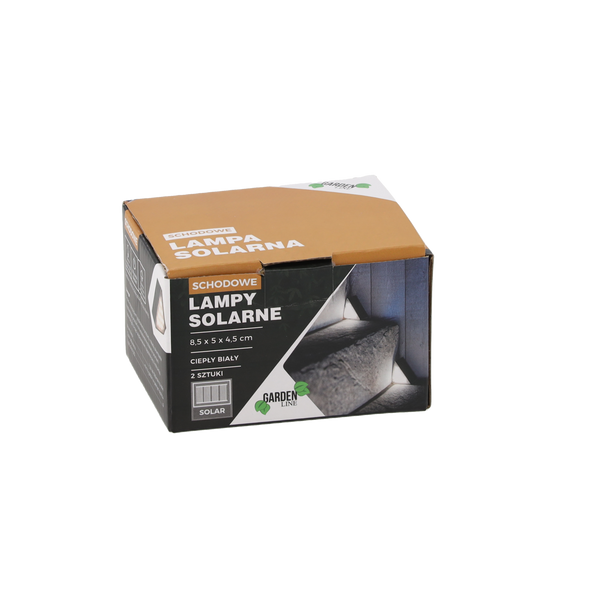KPL. 2 LAMP SOLARNYCH SCHODOWYCH 8,5 x 5 x 4,5 CM 9 LED CIEPŁY BIAŁY *4644
