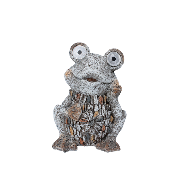 FIGURĂ DE GRĂDINĂ - BROAȘTĂ CU OCHI LUMINANȚI 14 x 12 x 18,5 CM LED ambalaj=4buc *7942