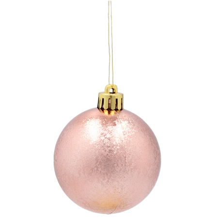 SET OF 12 BAUBLES 6 CM OLIVE/COPPER/GRAPHITE MIX DESIGNS
