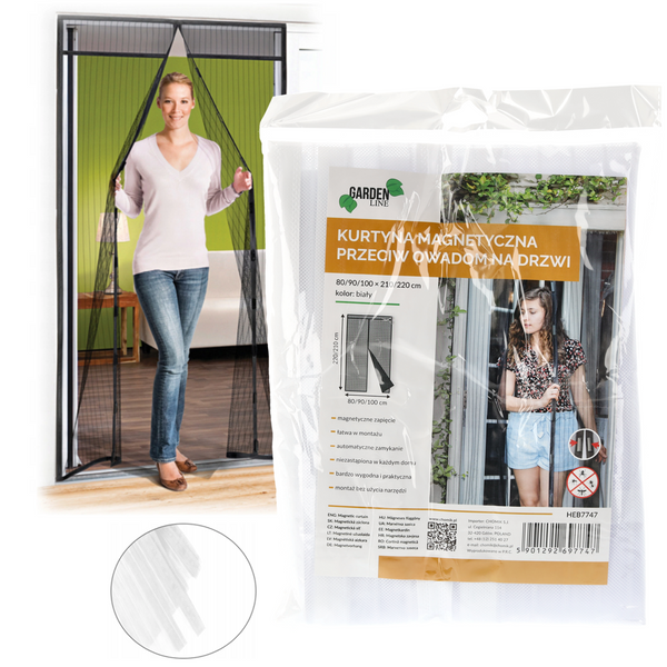 MAGNETIC CURTAIN AGAINST INSECTS ON DOOR 80/90/100 X 210/220 CM WHITE