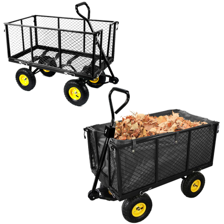 WÓZEK OGRODOWY DWUFUNKCYJNY XL - CZARNY Z PLANDEKĄ *0115