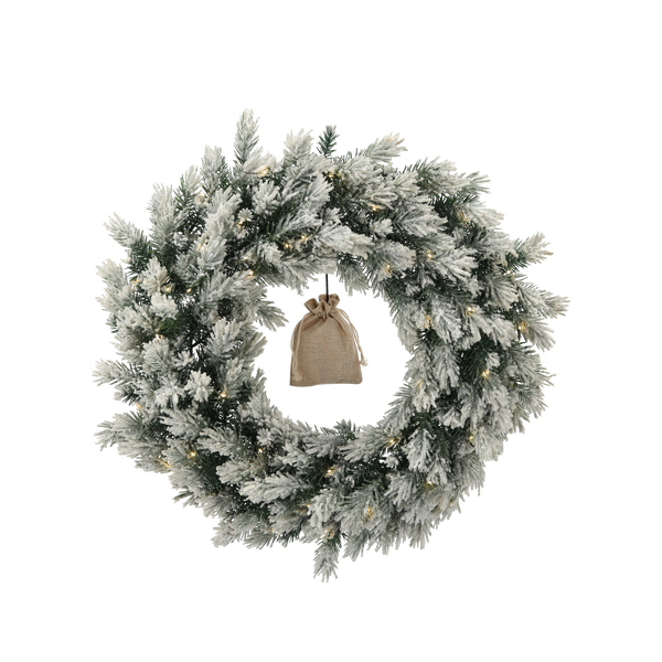 PINE CHRISTMAS WREATH 60 CM SNOWED WITH LED
