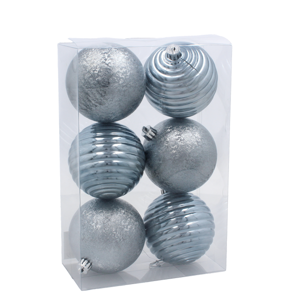 SET OF 6 BAUBLES 8 CM OLIVE/COPPER/GRAPHITE