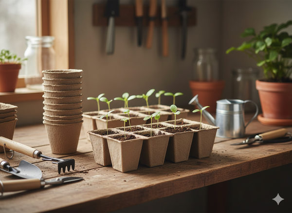 SET OF 3 PALLETS OF PEAT FLOWERPOTS 24,5 x 12,5 x 6 CM