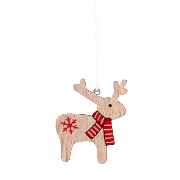 Set de 18 ornamente din lemn pentru Crăciun de suspendat mix 2 modele reni ambalaj=12 buc *9010