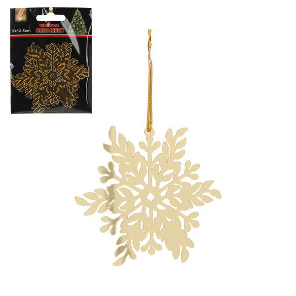 SET 3 DECORAȚII PENTRU BRAZI - FULG DE ZĂPADĂ AURIE 8 x 8 CM ambalaj=48buc *0764