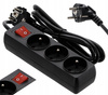 EXTENSION CORD POWER STRIP WITH SWITCH 3 SOCKETS 3M BLACK