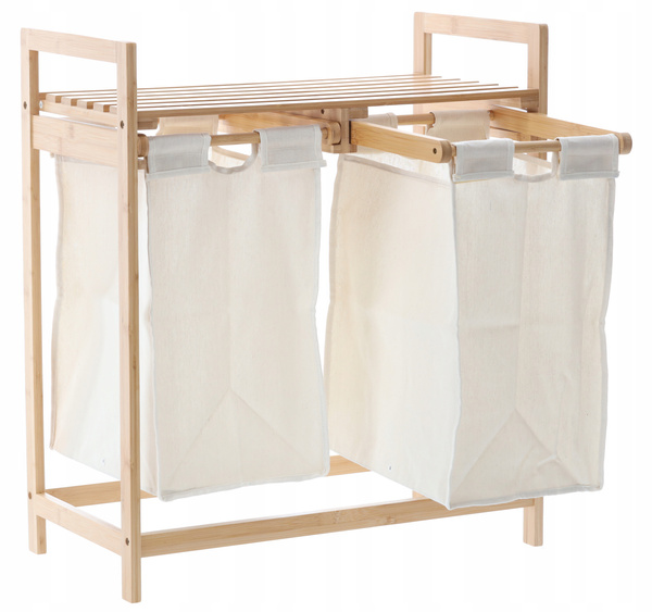 REGAŁ BAMBUSOWY Z DWOMA KOSZAMI 64x33x73 CM *6998