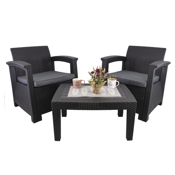 GARDEN FURNITURE SET - ANTHRACITE (2 CHAIRS, TABLE) *0852