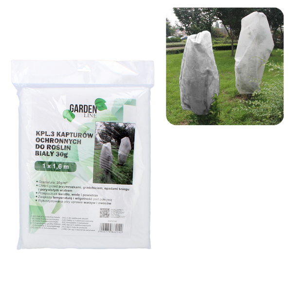 Set of 3 protective plant hoods 1 x 1.6 M white 30g