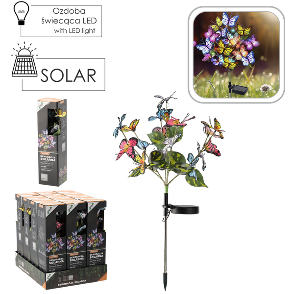 SOLÁRNA LAMPA H 68 CM MOTÝLI 49 LED TEPLÁ BIELA disp=12ks *4675