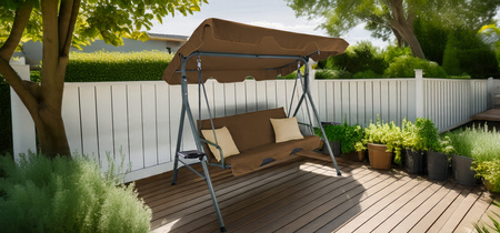LEAGĂNĂ DE GRĂDINĂ A-TYPE 170 x 118 x 153 cm MARO CU SPUME BEIGE ȘI SUPORTURI PENTRU CAFEA *7626