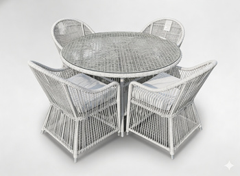 ALUMINIUM ROUND DINING SET (4 CHAIRS + TABLE)
