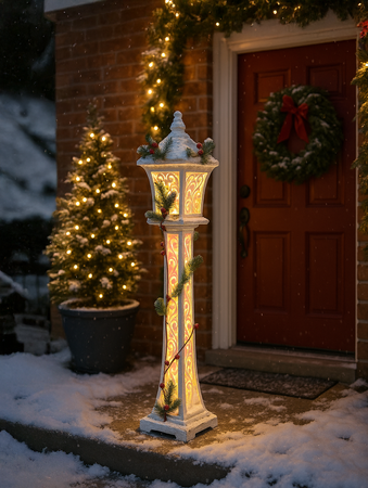CHRISTMAS WHITE LED LANTERN 18 x 18 x 100 CM