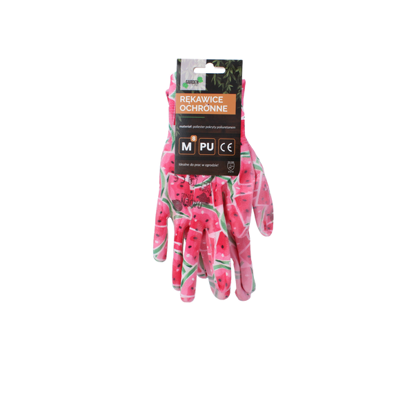 GARDEN GLOVES "8" PATTERN, POLYESTER WITH POLYURETHANE PACKET=12