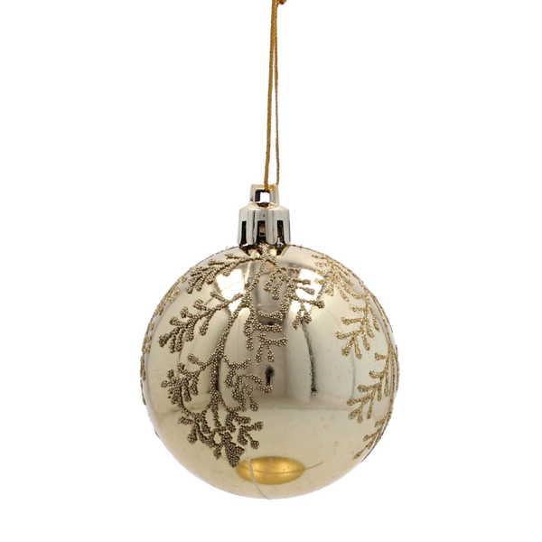 SET OF 8 CHRISTMAS BAUBLES GOLD 6 CM