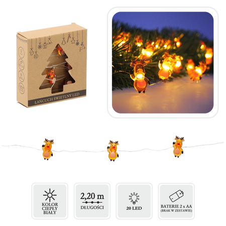 LED REINDEER LIGHT CHAIN 20L BATTERY opak=20ks *4161