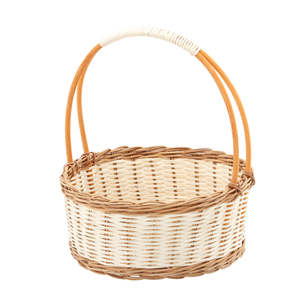 KÓS RATTANOVÝ 30 x 12/33 CM S UCHVYTELM - PŘÍRODNÍ S BÍLÝM *8796