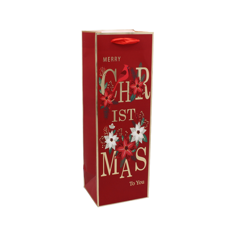 CHRISTMAS WINE GIFT BAG "CHRISTMAS TO YOU" 36 x 12 x 10 CM MIX DESIGNS