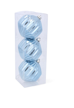 SET OF 3 BAUBLES 8 CM PURPLE/BLUE