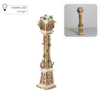 Vianočná drevená lampáška hnedá LED 16 x 16 x 85 CM *5249
