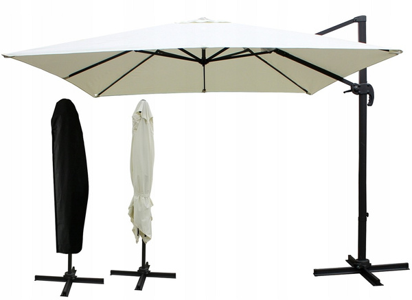ZÁHRADNÝ PARASOL "ROMA" 3 x 3 M BEŽOVÝ S POKROVCOM