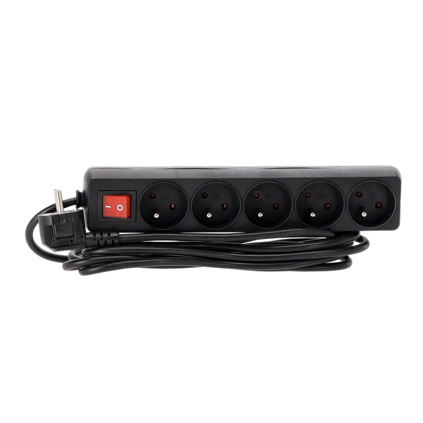 EXTENSION CORD POWER STRIP WITH SWITCH 5 SOCKETS 3 M BLACK