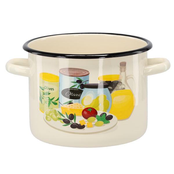GARNEK EMALIOWANY 4,5 L 20 CM KREMOWY OLIWKA *7510
