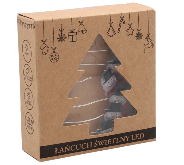 ŁAŃCUCH ŚWIETLNY LED BAŁWAN 20 L NA BATERIE opak=20szt *0207