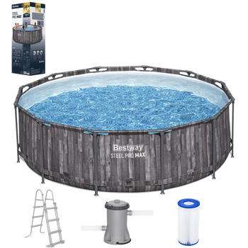 BASEN STELAŻOWY 3,66 X 1 M (BASEN, POMPA FILTRUJĄCA, DRABINKA) *4156