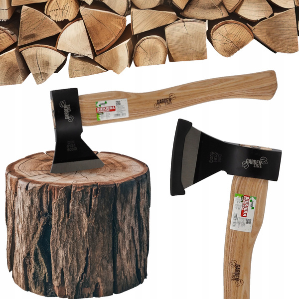 DŘEVĚNÁ ŠTIKOVÁ SEKYRA 600 G S DŘEVĚNOU RUKOJETÍ 36 CM 