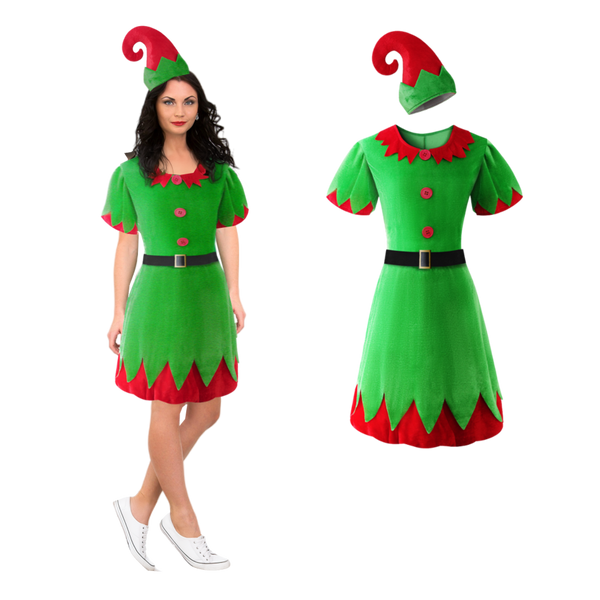 WOMAN CHRISTMAS GREEN ELF SUIT
