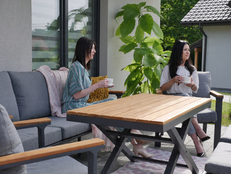 6 PCS ALU TEAK SOFA SET