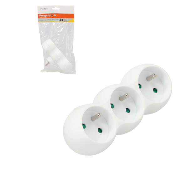 CONECTOR PRIZĂ DE ALIMENTARE 3 PRIZE ALBE *2660