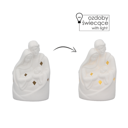 FIGURKA CERAMICZNA - ŚWIĘTA RODZINA BIAŁY LED 13 CM opak=6szt *1464