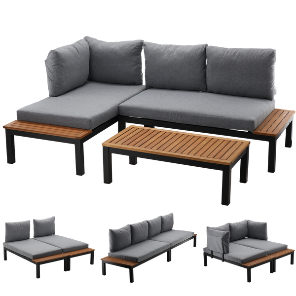MODULAR ALUMINUM FURNITURE SET "LAGOON" - TABLE /WIM9841/ + 2 SOFAS /WIM9834 x2/