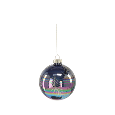 GLASS BAUBLE - BLACK GLOSS MIX DESIGNS 8 CM