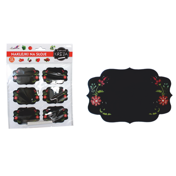 12PCS BLACKBOARD COLOR PRINTING STICKER WITH 1PC CHALK 6 x 3,8 CM