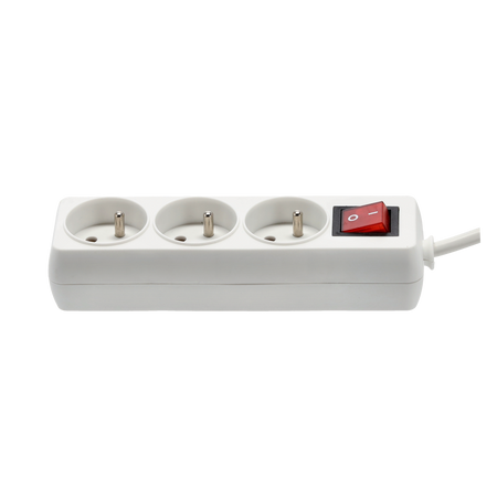 EXTENSION CORD POWER STRIP WITH SWITCH 3 SOCKETS 3M WHITE