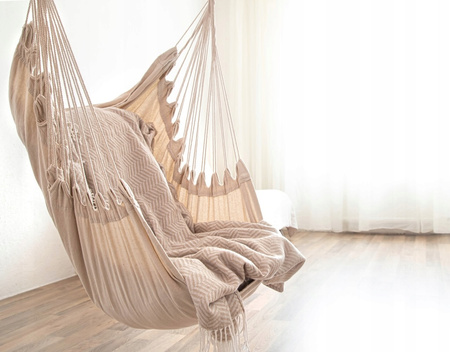 HAMAK - HOUPAČKA - BRAZILSKÉ VISELÉ KRESLO BOHO 130 x 100 CM BEŽOVÉ *3316